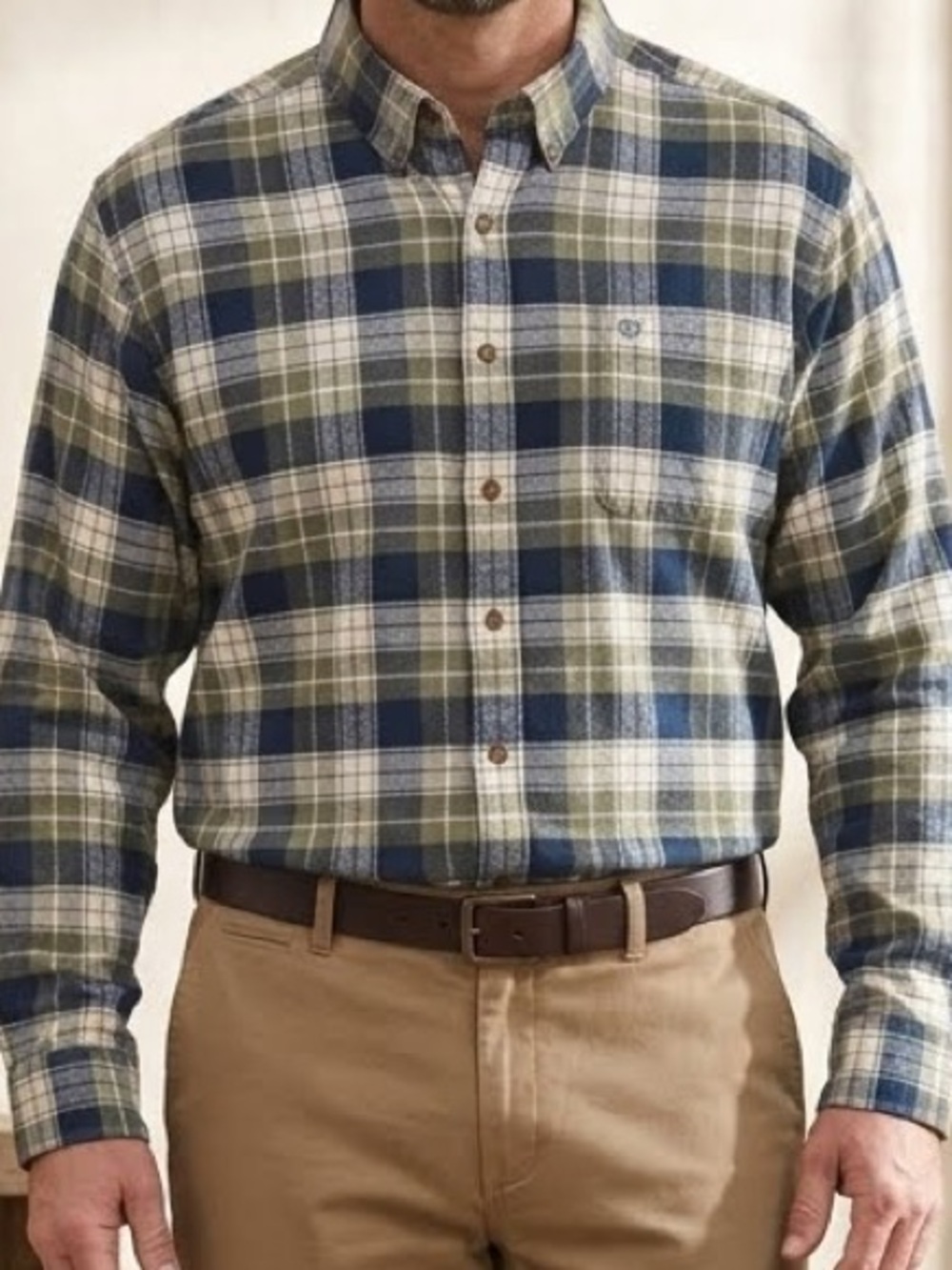 The Southern Shirt Company XL Men's Green Navy Plaid Cotton Club Flannel